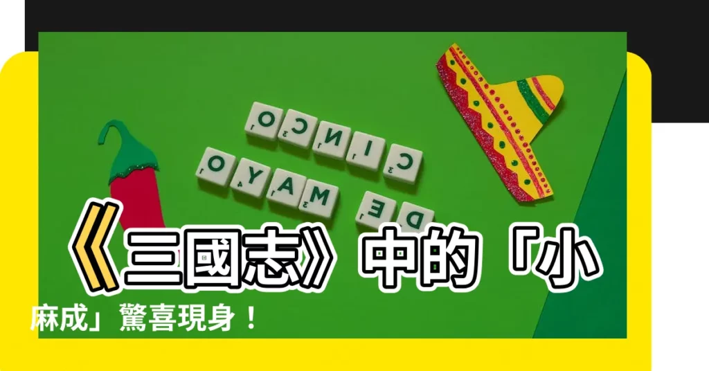 【麻成】《三國志》中的「小麻成」驚喜現身！