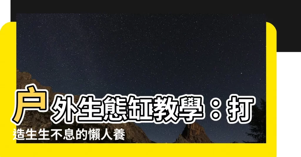 【户外生態缸教學】户外生態缸教學：打造生生不息的懶人養魚缸