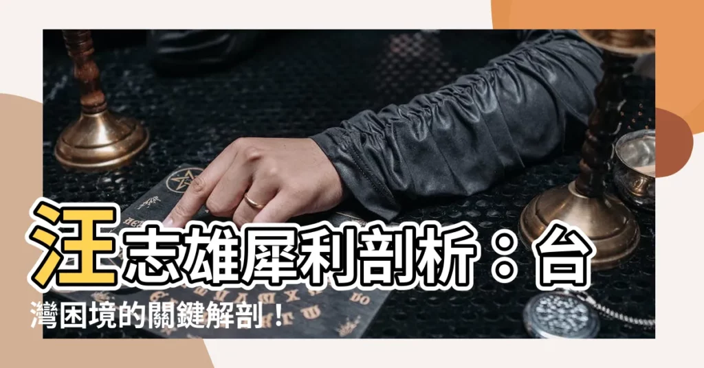 【汪志雄】汪志雄犀利剖析:台灣困境的關鍵解剖!